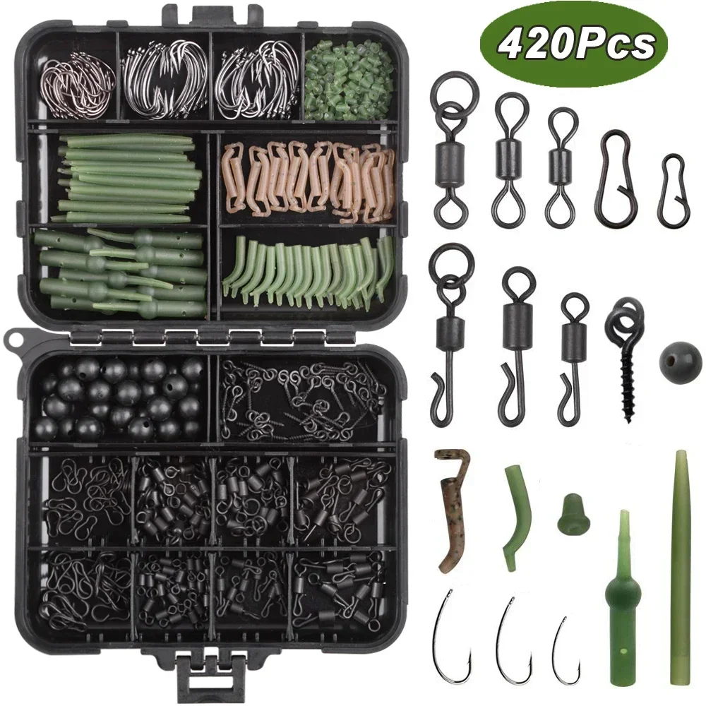 Fishing Hook Box - 420Pcs/Box Carp Fishing Tackle Kit Including