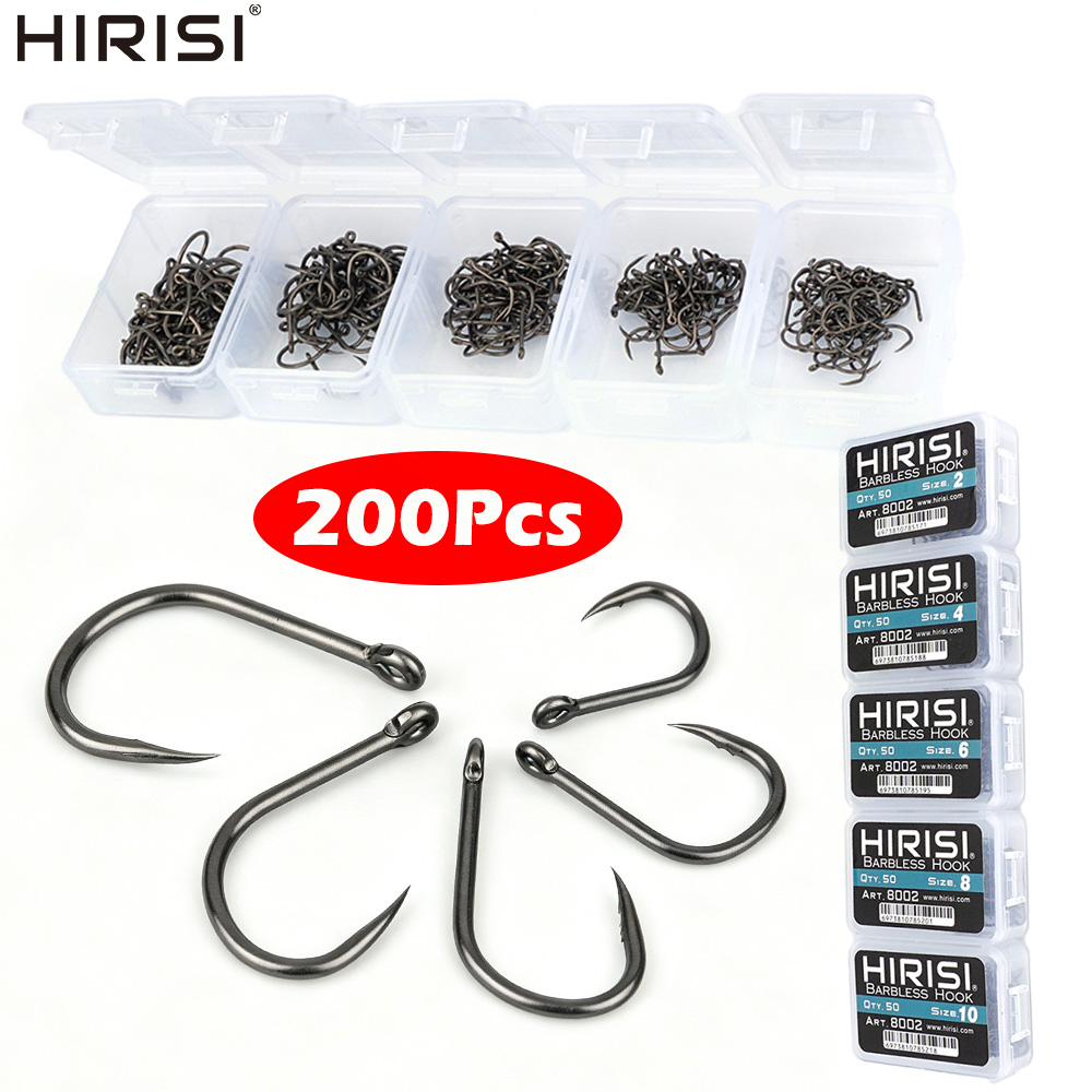 Fishing Hook Assortment - Hirisi 8002 200Pcs Barbless Fishing Hooks