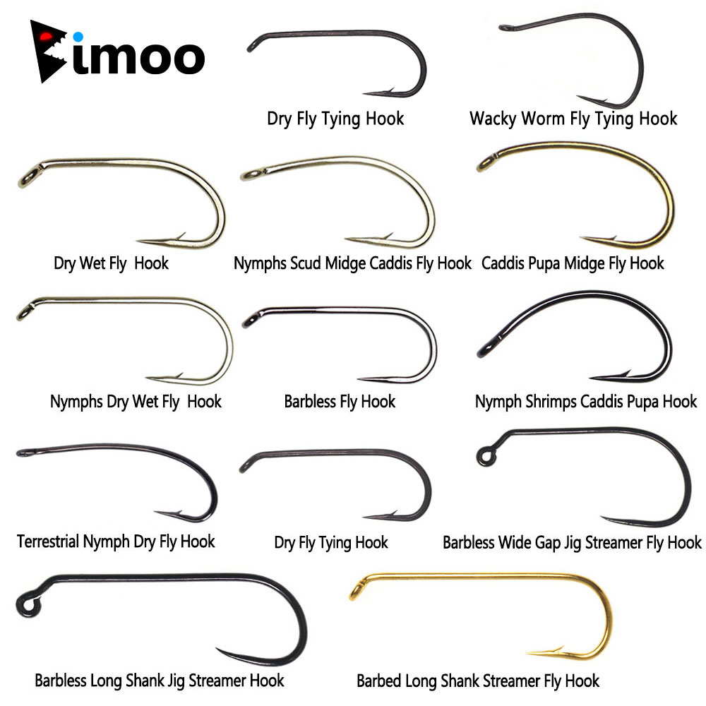 Fishing Hook Barbless - Bimoo 100PCS 1#~22# Barbed & Barbless