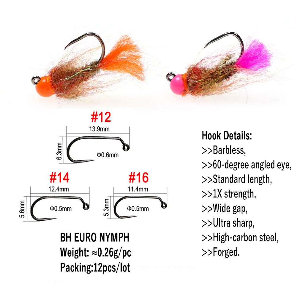 Wifreo 12pcs Tungsten Beadhead - огляд і ціна Fishing Hook Barbless