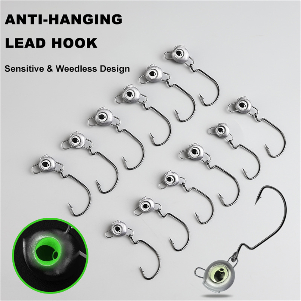 10pcs Weedless Jig Heads with  - огляд і ціна Fishing Hook Weedless