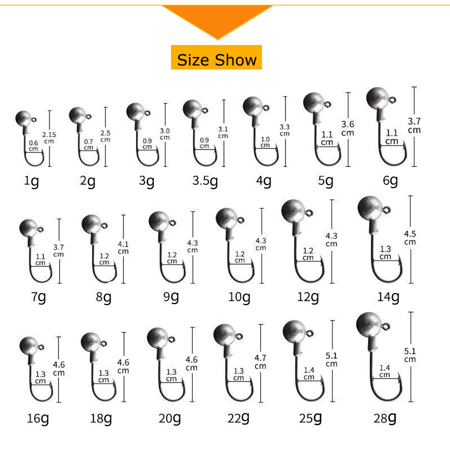 MrLurion 50pcs 1g-28g jig head - огляд і ціна Fishing Hook Weedless