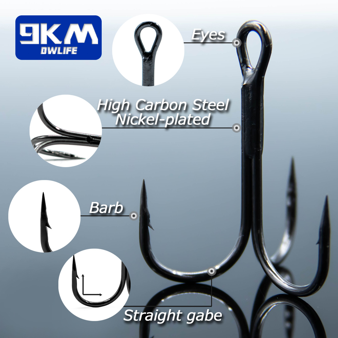 9KM Black Treble Hook Kit 50-1 - огляд і ціна Fishing Hook Treble