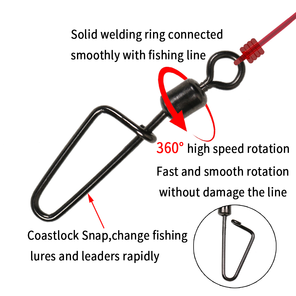 20PCS #12 -1/0 Rolling Swivel  - огляд і ціна Fishing Hook Stainless Steel