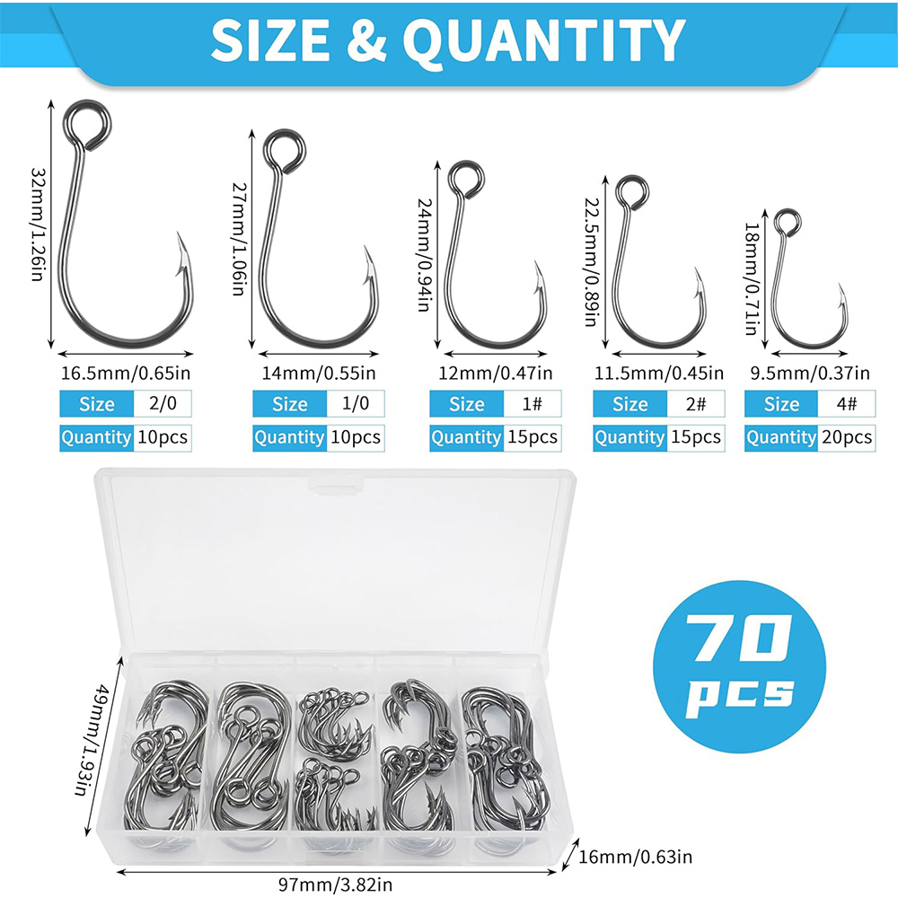 70Pcs Fishing Inline Single Ho - огляд і ціна Fishing Hook Offset