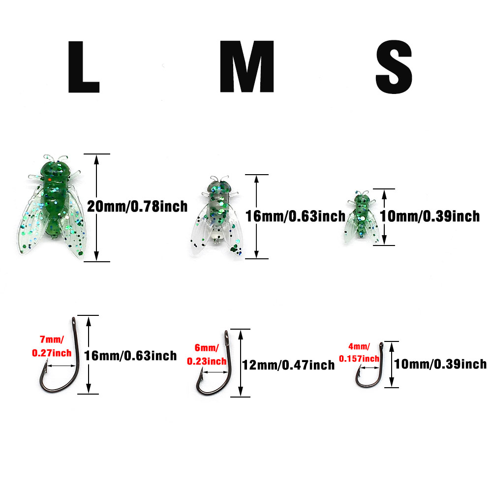 10Pcs Artificial Bionic Fly In - огляд і ціна Fishing Hook Assortment